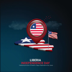 Wall Mural - liberia independence day creative ads design. liberia independence day celebration, National Holiday on july 26. Waving flag. Vector illustration.