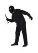 © New Africa - Thief in balaclava with crowbar on white background