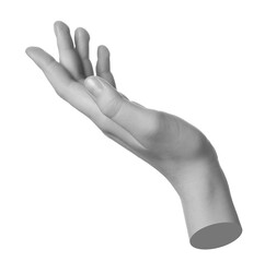 Wall Mural - woman's hand on white background. black and white effect