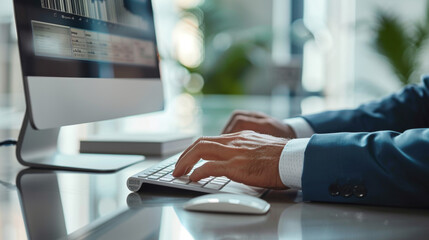 Businessman using new computer for innovative strategies