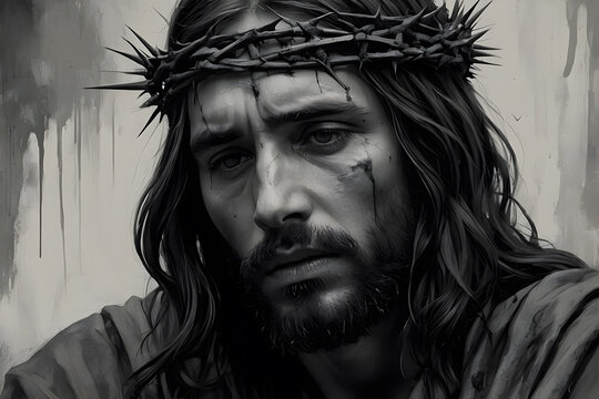 Jesus wearing a crown of thorns as a sacrifice