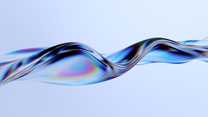 Wall Mural - abstract background design, wavy iridescent shape, 3d render