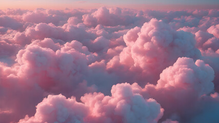 Canvas Print - Beautiful pink clouds at blue sky, abstract background, fluffy pink clouds at sunset