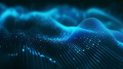 Wall Mural - technology background. dynamic animation loop of glowing blue particles forming a wave pattern, tech