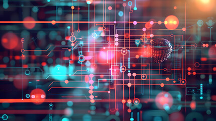 Wall Mural - an infographic showing the process of machine learning, machine learning, blurred background, with c