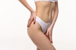 © F8  \ Suport Ukraine - Sexy belly over white background. Close up.