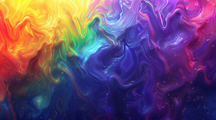 Wall Mural - Vivid abstract background with swirling rainbow colors and AI-generated art style