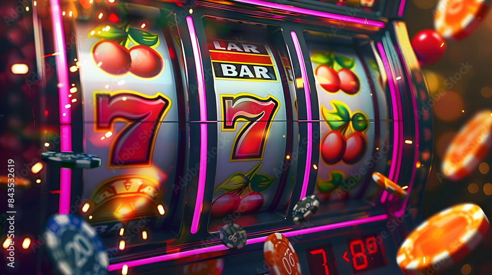 Modern illustration to represent casino slot machine spin machine ...
