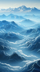 Sticker - clouds and ridges above a mountain 