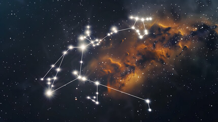 Wall Mural - image of sagittarius star sign with glowing stars