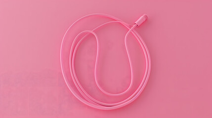 Wall Mural - 3D render of a minimalist modern jump rope on a pink background. 