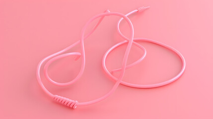 Wall Mural - 3D render of a minimalist modern jump rope on a pink background. 