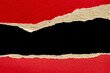 © Kwangmoozaa - Red ripped paper torn edges strips isolated on black background