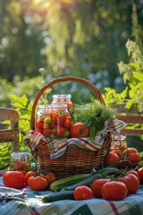 Wall Mural - canned tomatoes on the table. Selective focus