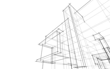Wall Mural - architectural drawing 3d vector illustration