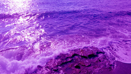 Wall Mural - Rough sea surface behind ship