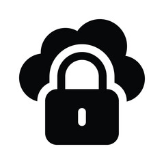 Wall Mural - secure cloud, cloud protection, cloud security icon design