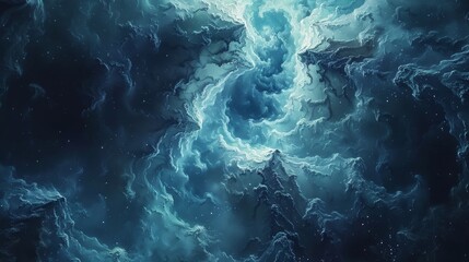 Wall Mural - A blue and white swirl of clouds in the sky
