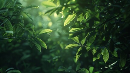 Sticker - green leaves in the forest