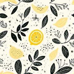 Wall Mural - Lemon pattern backgrounds fruit.