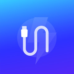 Sticker - USB Type-C power cable icon, vector design