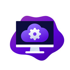 Poster - cloud computing vector icon with a computer