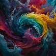 © AKMMasomul - Attractive multicolored explosion represent the emotion swirling in a chaotic storm. AI generative image.