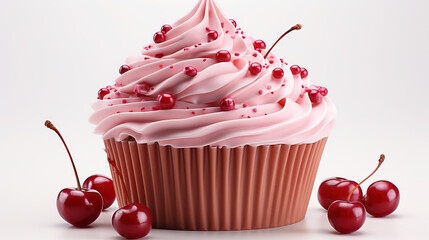 Wall Mural - cherry cupcake clipart, isolated on white background 