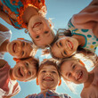 © MDRAFIQUL - Joyful Group of Kids Smiling in a Circle - Happiness and Friendship