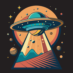 ufo alien t shirt design vector