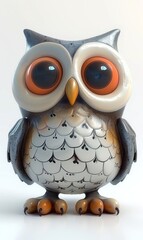 Sticker - A cute owl with big eyes and a white and brown pattern on its wings