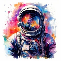 Wall Mural - Vibrant Astronaut in Space Scene Generative AI