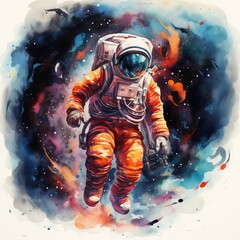 Wall Mural - Vibrant Astronaut in Space Scene Generative AI