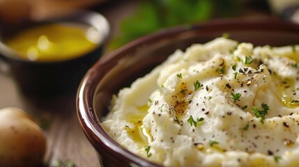Wall Mural - Creamy mashed potatoes in a dish