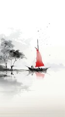 Wall Mural - Boat watercraft painting vehicle.