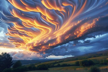 Wall Mural - Dramatic and Surreal Cloud Formations in Ethereal Sky Landscape