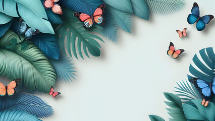 Wall Mural - A colorful collection of butterflies and plants with the words butterfly