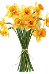 Wall Mural - Vibrant Daffodil Bouquet - Elegant Botanical with Precise Linework and Watercolor Wash