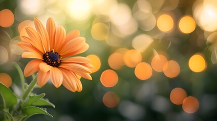 Wall Mural - Enchanted Daisy Garden with Magical Fairy Lights Bokeh