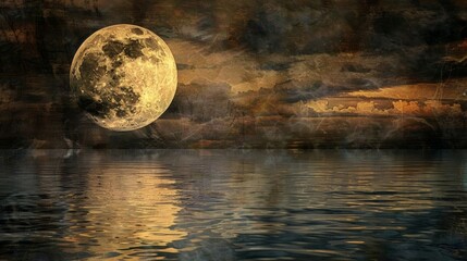 Wall Mural - the moons glints on the water create a path of light inviting one to embark on a journey towards the