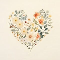 Poster - Tiny flowers and heart backgrounds pattern drawing.