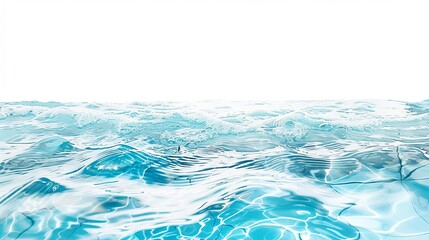 Wall Mural - Rippling blue water in a swimming pool with sunny reflections is isolated on a white background