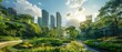 © Starkreal - Panoramic view of a city with a mix of modern architecture featuring sharp lines and lush greenery