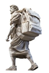 Wall Mural - Greek sculpture traveling statue backpack art.