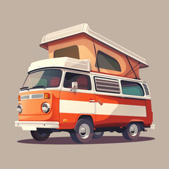 Wall Mural - Artistic vector illustration of vintage retro camper van