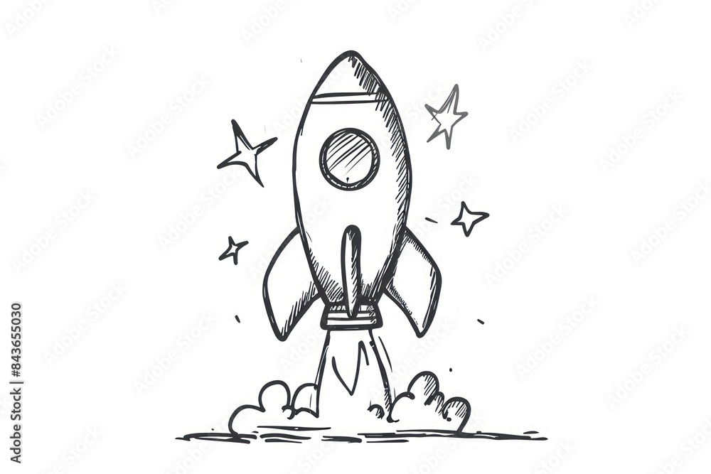 Rocket doodle drawing sketch.