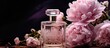 © Gular - bottle of perfume flower peony. copy space available