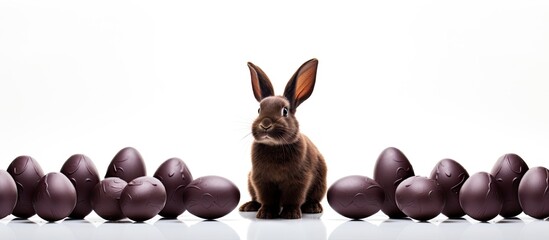 Aufkleber - Chocolate Easter eggs and bunny isolated on white background. copy space available