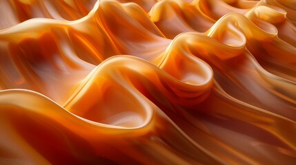 Abstract 3D rendering of wavy orange surface with smooth folds and curves, resembling fabric or liquid metal.
