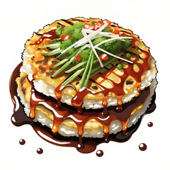 Wall Mural - Japanese hot plate pizza, Okonomiyaki japanese food.